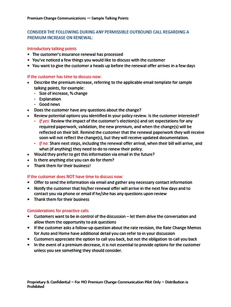 Proactive Renewal Call Talking Points