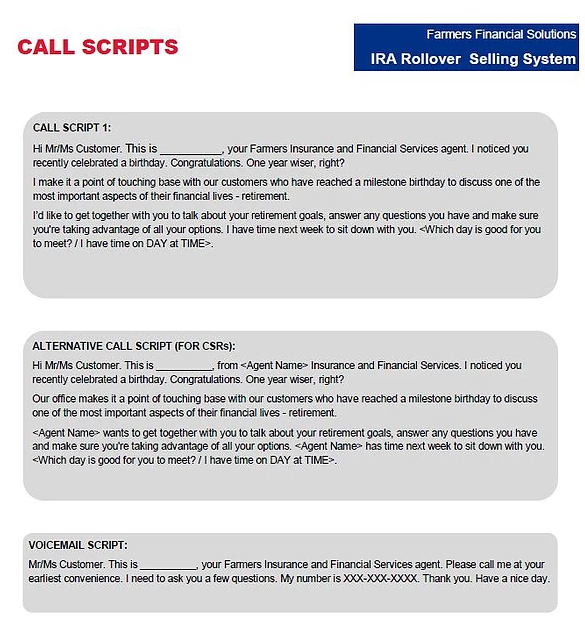 Rollover Call Script